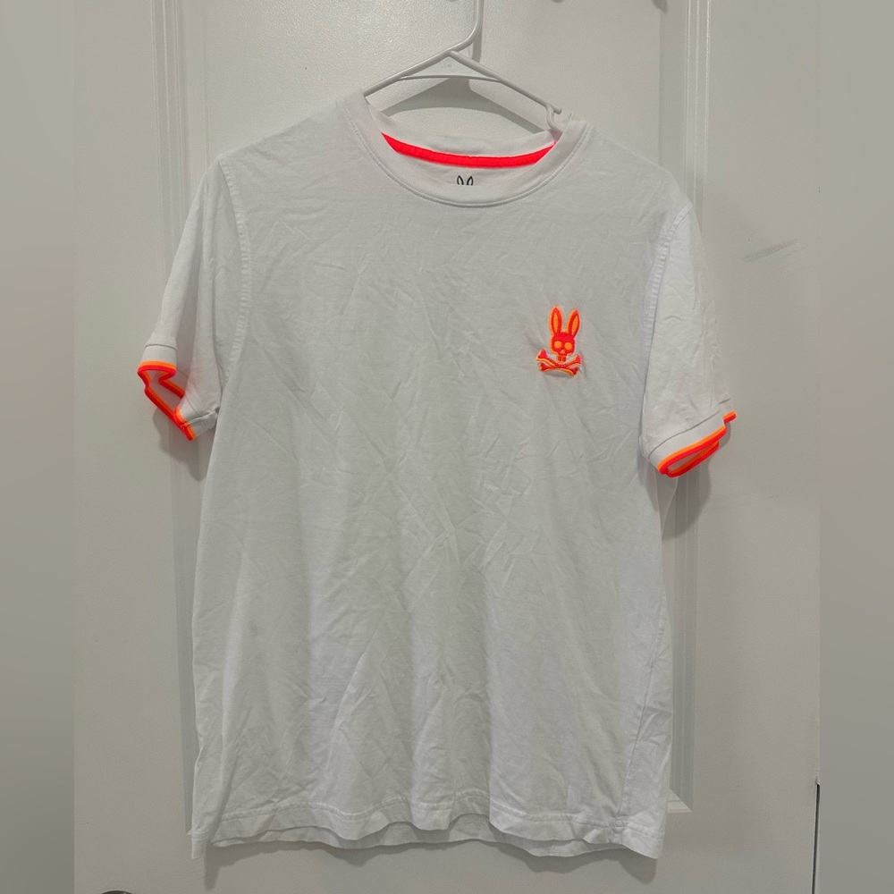 white tshirt from the psycho bunny brand size 4 which is S